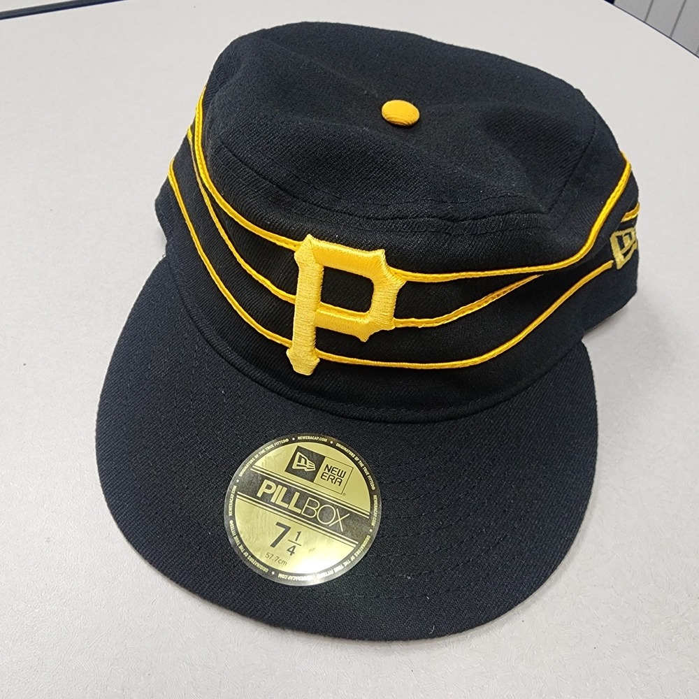 Mens New Era MLB 59Fifty Authentic Fitted 7 1/4 Pittsburgh Pirates Pillbox Hat